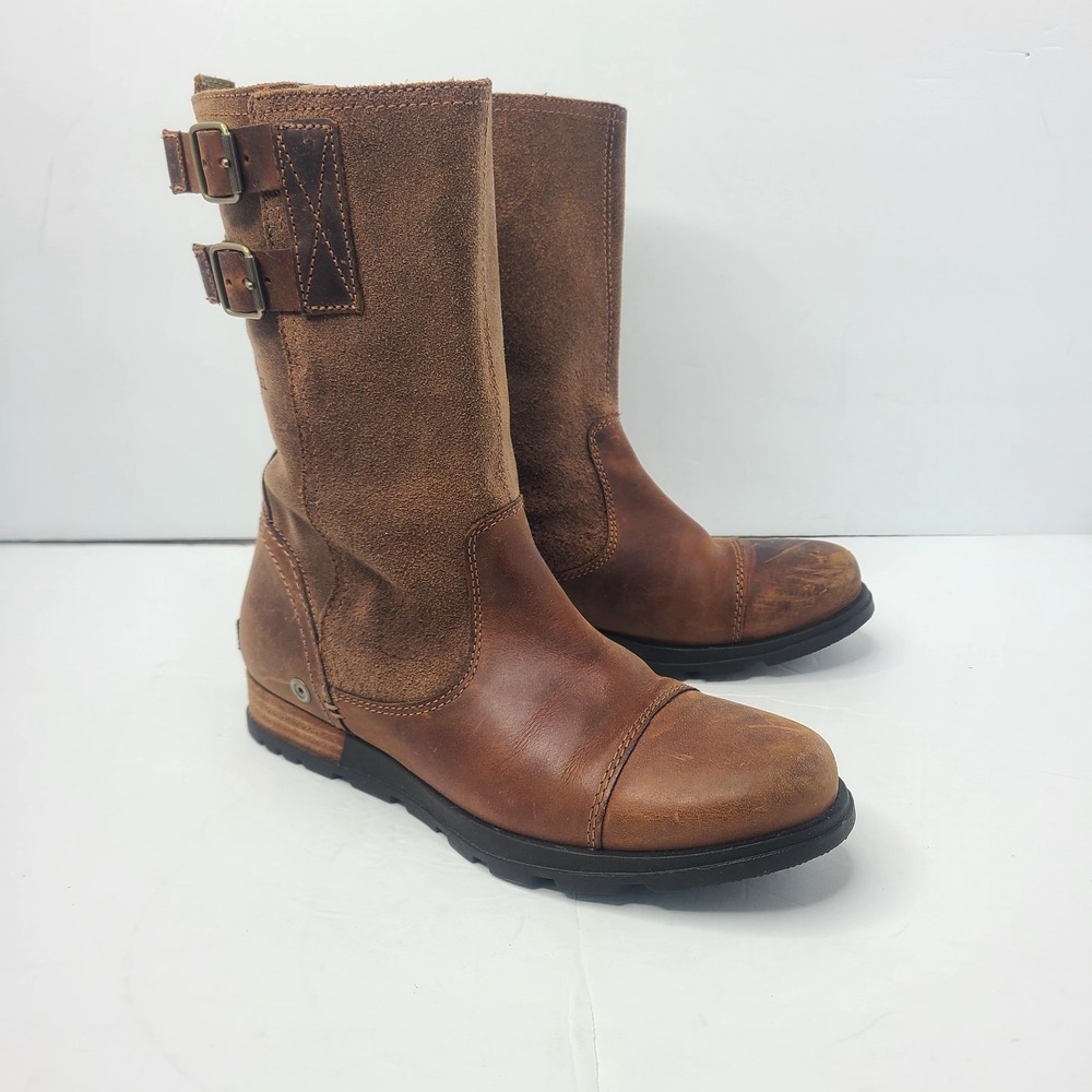 SOREL Major Pull On Boot 6 Grizzly Tan Leather Oiled Suede Lug Sole Grunge Light